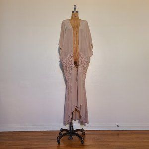 Free People 1920s-Inspired Dusty Pink Silk Open-Front Kimono Robe | XS
